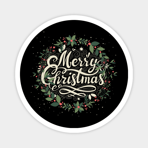 Merry Christmas Floral Look Magnet by NICHE&NICHE